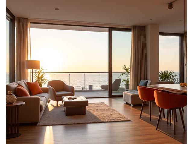 Modern appartement in Scheveningen met open woonkamer en uitzicht op zee