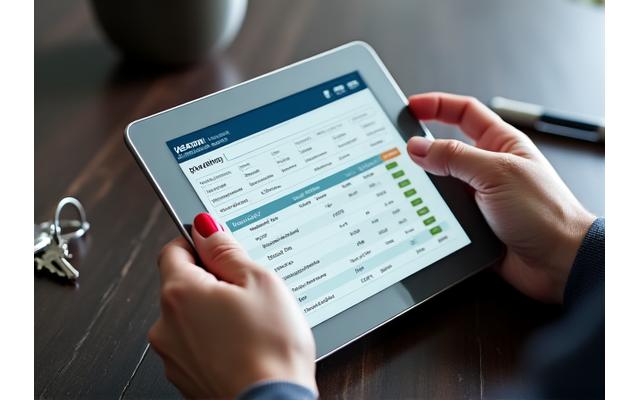 Handen die een financiële grafiek en sleutels vasthouden, symbool voor vastgoedbeheer