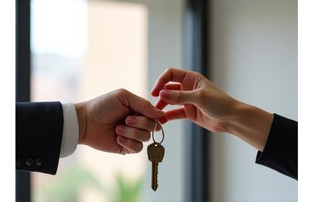 Afbeelding van een sleuteloverdracht voor verhuur en aanhuur